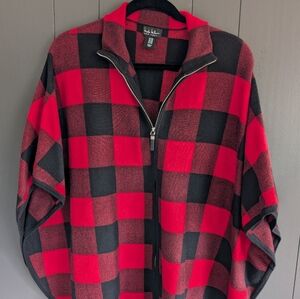Nicole Miller Red Plaid Poncho - Size S/M
